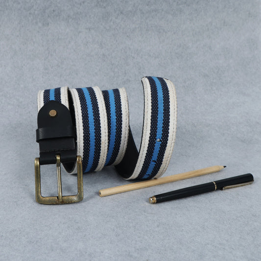 Black Leather Belt with Blue Webbing – 38mm. LB-833 Pack of 50