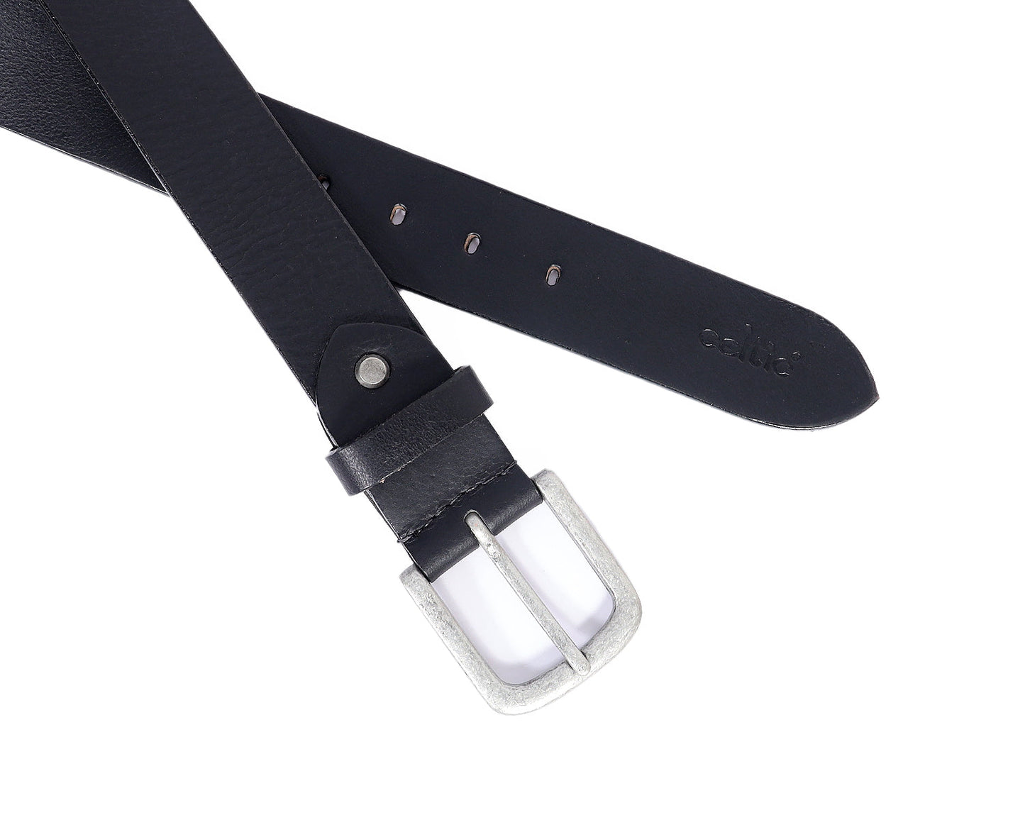 Black Premium Leather Belt With Silver Buckle, Art: LB-739 Pack of 50
