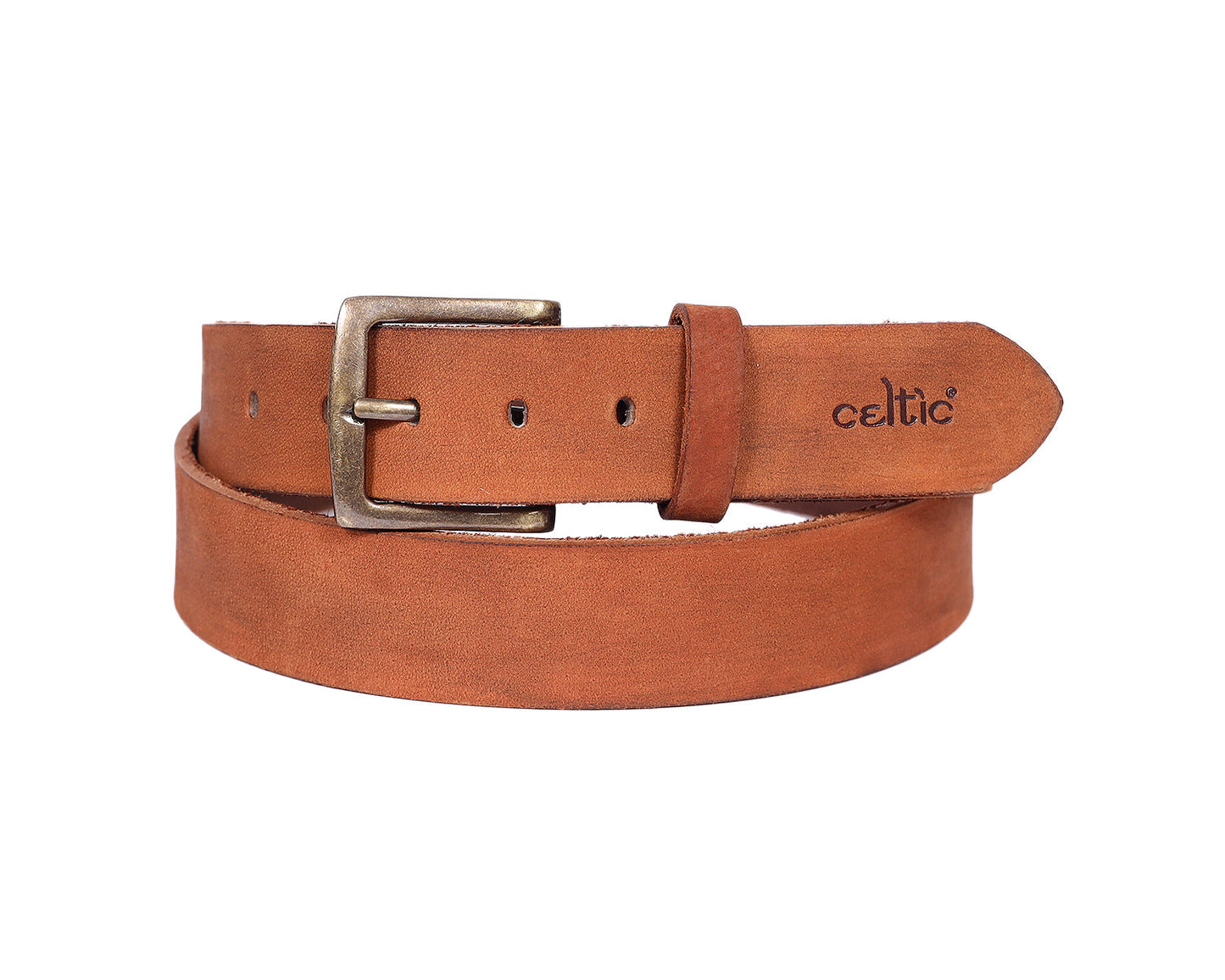 Premium Tan Leather Belt With Golden Buckle, Art: LB-823 Pack of 50