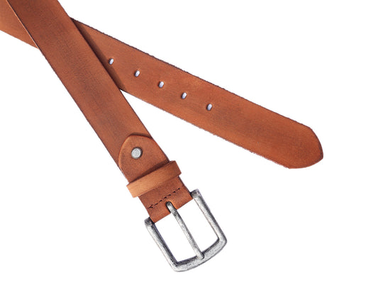 Premium Light Brown Leather Belt With Silver Buckle, Art: LB-740 Pack of 50