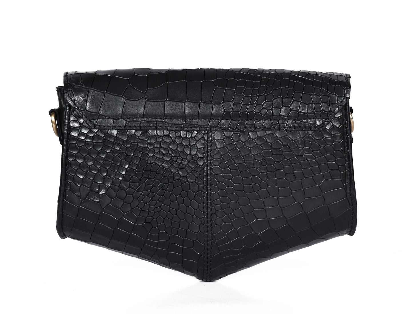 Chic Elegance: Black Deep Croco Leather Crossbody Bag. Art: BG-1602 Pack of 25