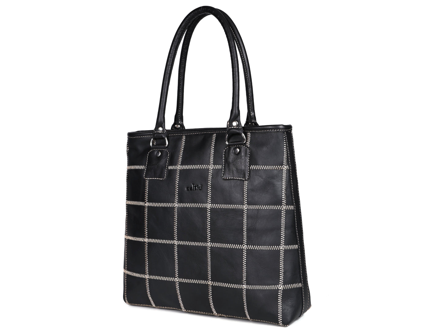 "Chic Contrast: Black Tote Bag with White Stitching for Timeless Style" Art: BG-1142-Z Pack of 25