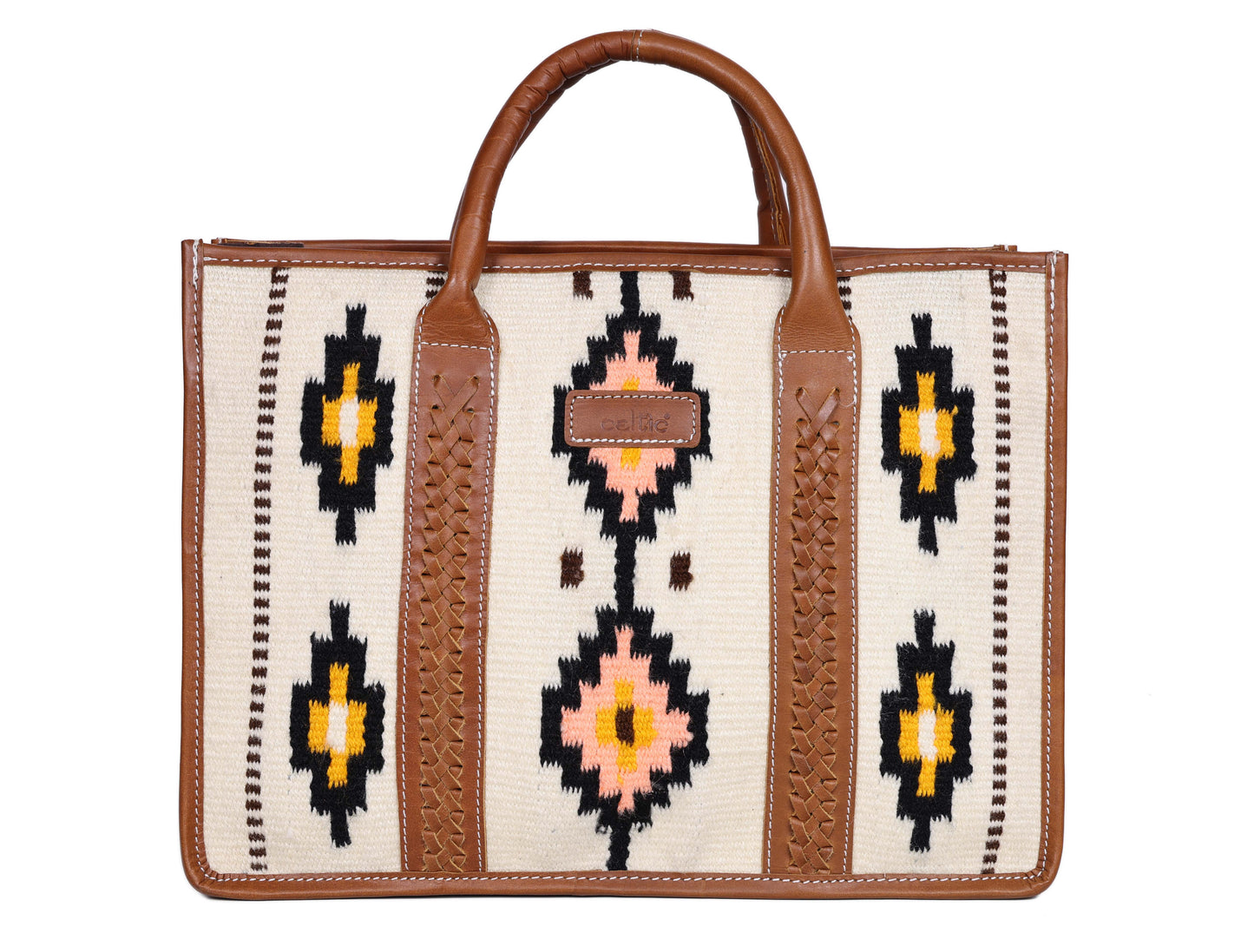 Brown Tote Bag with High-Quality Fabric and Leather, Art: BG-1752 Pack of 25