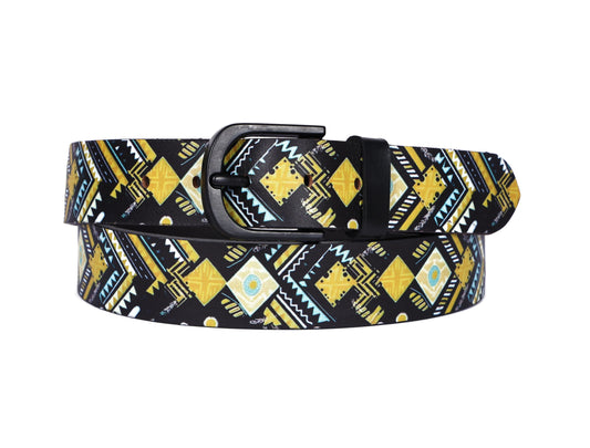 "Vibrant Chic: Stand Out with Leather Yellow Printing Belts" Art: LB-819 Pack of 50