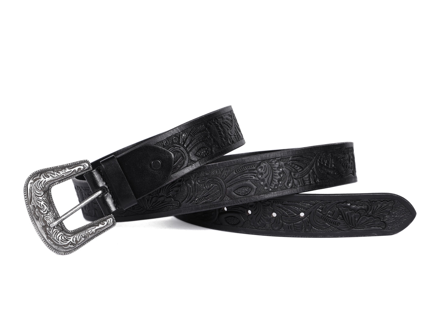 "Sophisticated Craftsmanship: Hand-Carved Black Leather Belts" Art: LB-815 Pack of 50