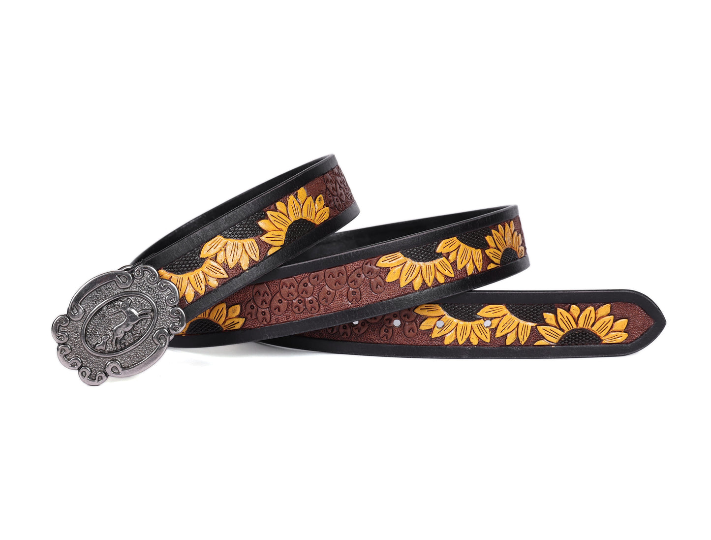 "Vibrant Elegance: Hand-Carved Yellow Leather Belts" Art: LB-816 Pack of 50