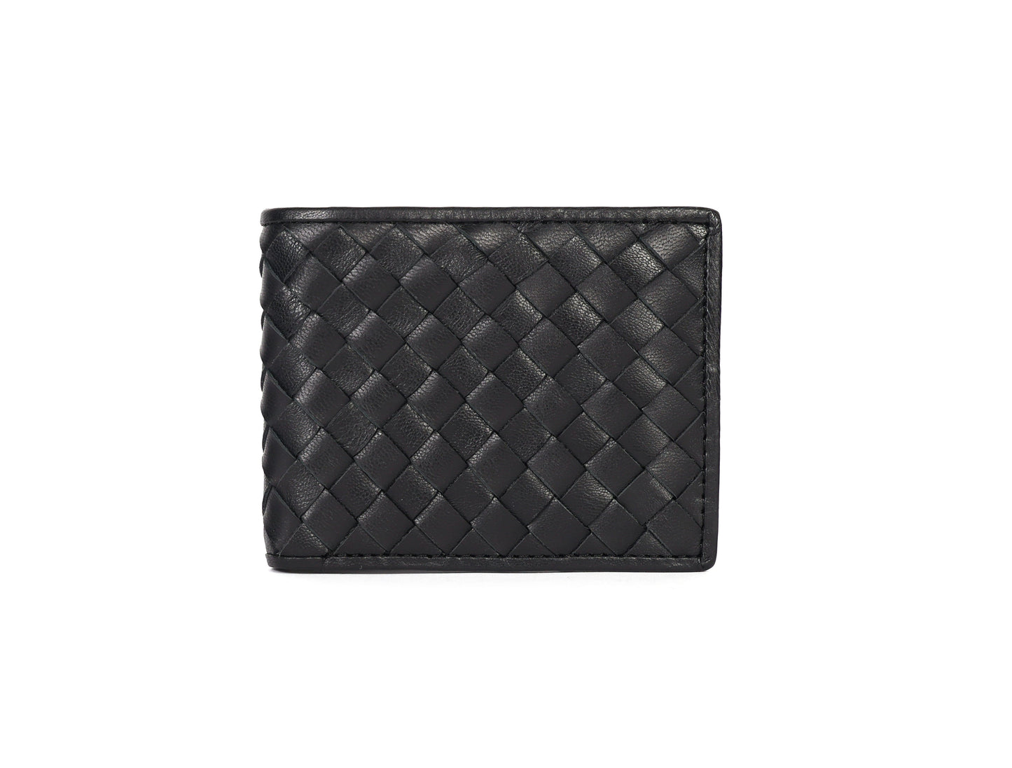 Black Braided Leather Wallet, Art:- LA-1409 Pack of 50