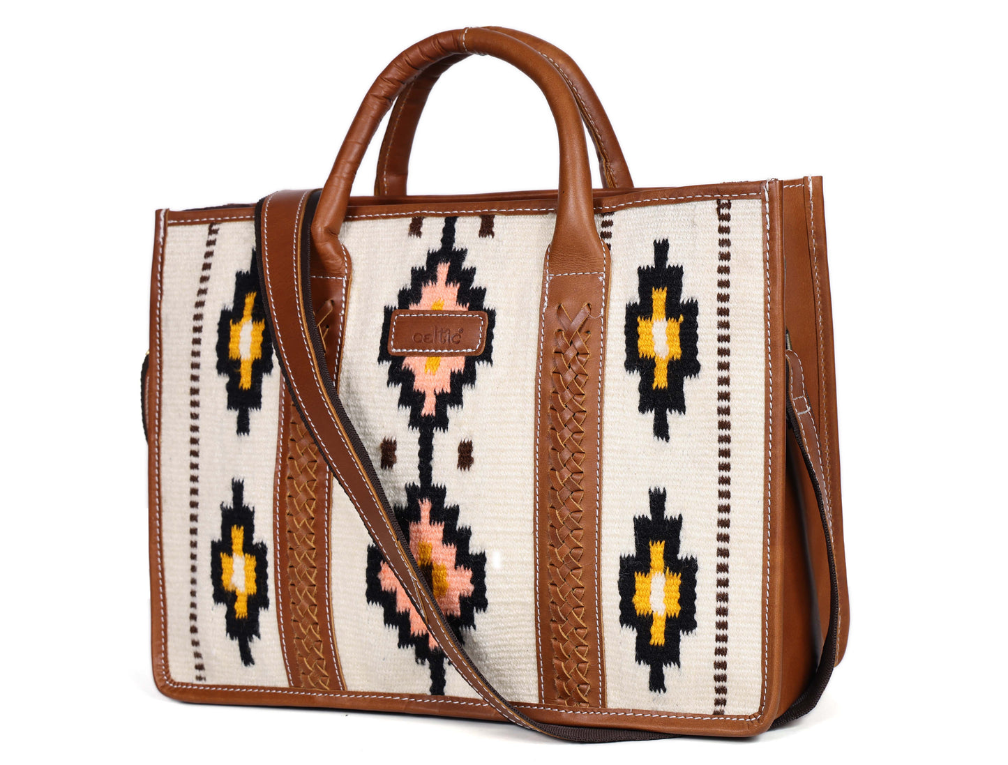 Brown Tote Bag with High-Quality Fabric and Leather, Art: BG-1752 Pack of 25