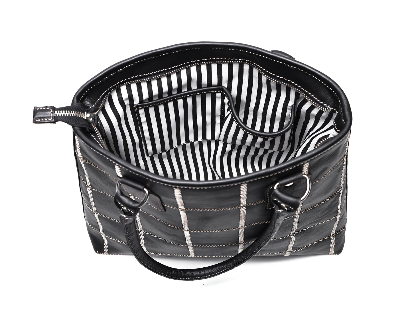 "Chic Contrast: Black Tote Bag with White Stitching for Timeless Style" Art: BG-1142-Z Pack of 25