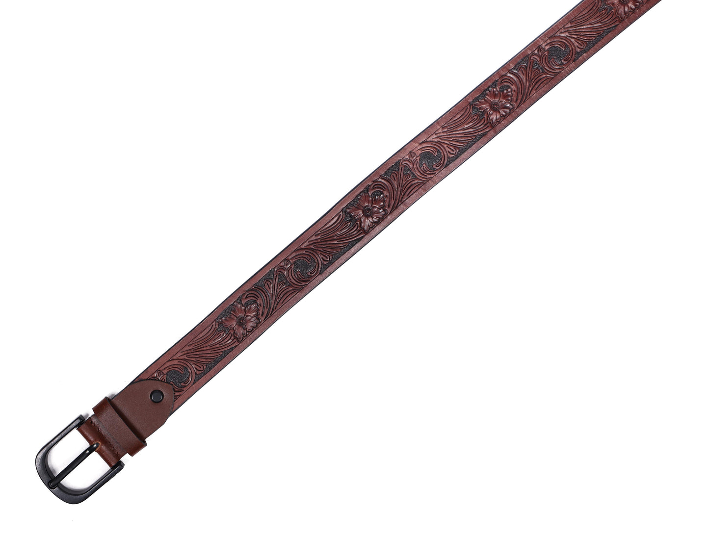 "Bespoke Elegance: Brown Hand Carving Leather Belt for Timeless Style" Art: LB-807 Pack of 50