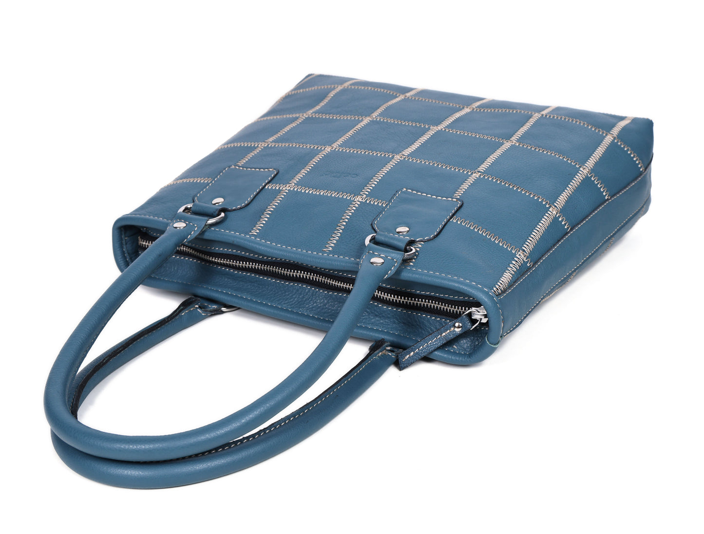 "Chic Blue Tote: Elevate Your Style with Trendy Leather Accents." Art: BG-1518-Z Pack of 25