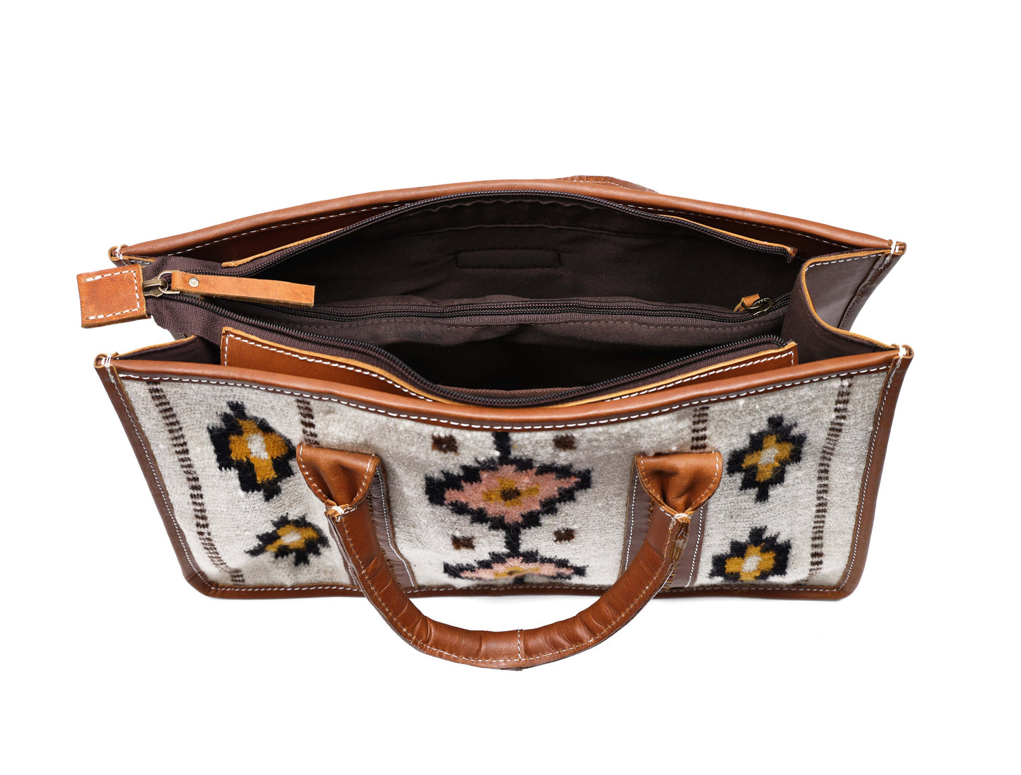 Brown Tote Bag with High-Quality Fabric and Leather, Art: BG-1752 Pack of 25