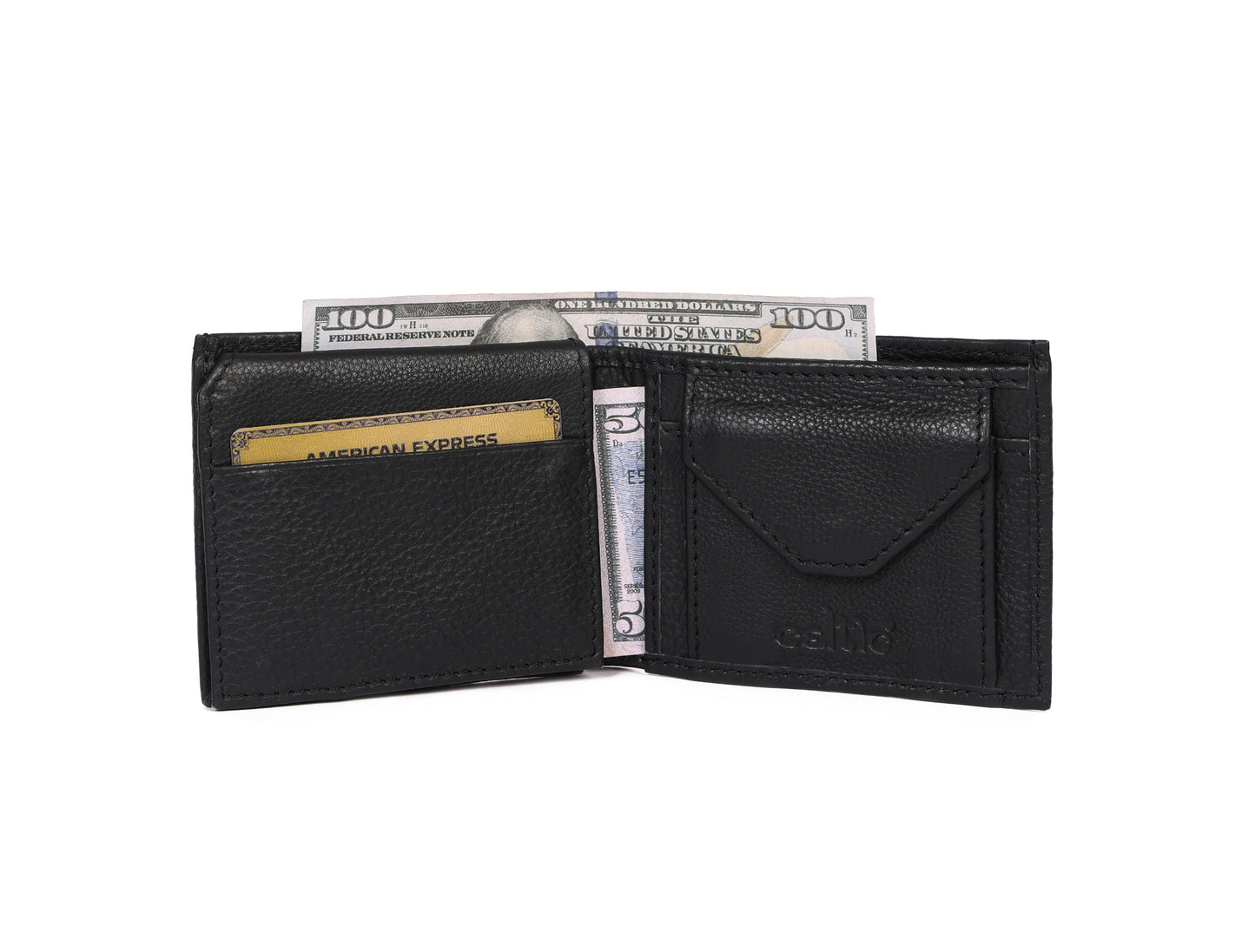 Sleek Black Leather Wallet - Style and Practicality Combined, Art:- LA-1408 Pack of 50