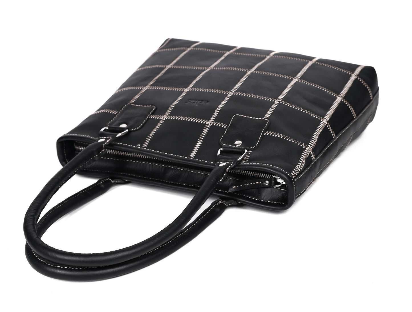 "Chic Contrast: Black Tote Bag with White Stitching for Timeless Style" Art: BG-1142-Z Pack of 25