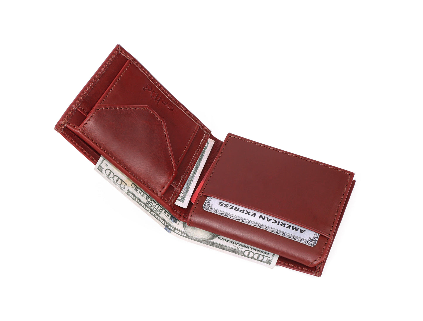 Burgundy Handmade Leather Wallet - Unique Elegance Crafted by Hand, Art:- LA-1411 Pack of 50