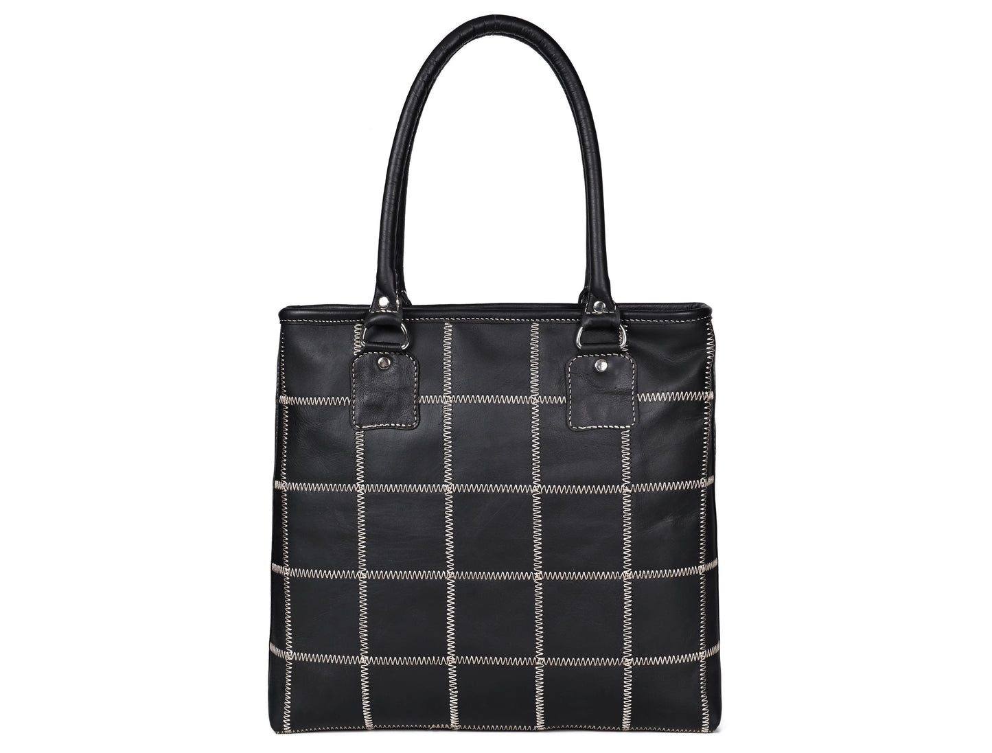 "Chic Contrast: Black Tote Bag with White Stitching for Timeless Style" Art: BG-1142-Z Pack of 25