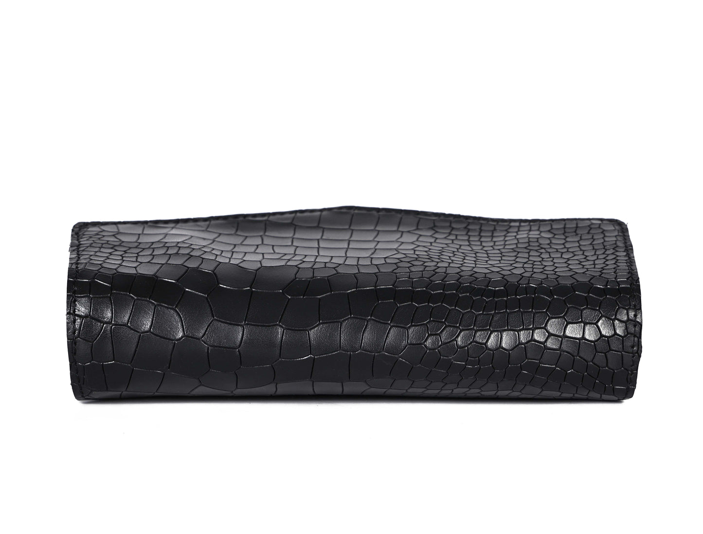 Chic Elegance: Black Deep Croco Leather Crossbody Bag. Art: BG-1602 Pack of 25