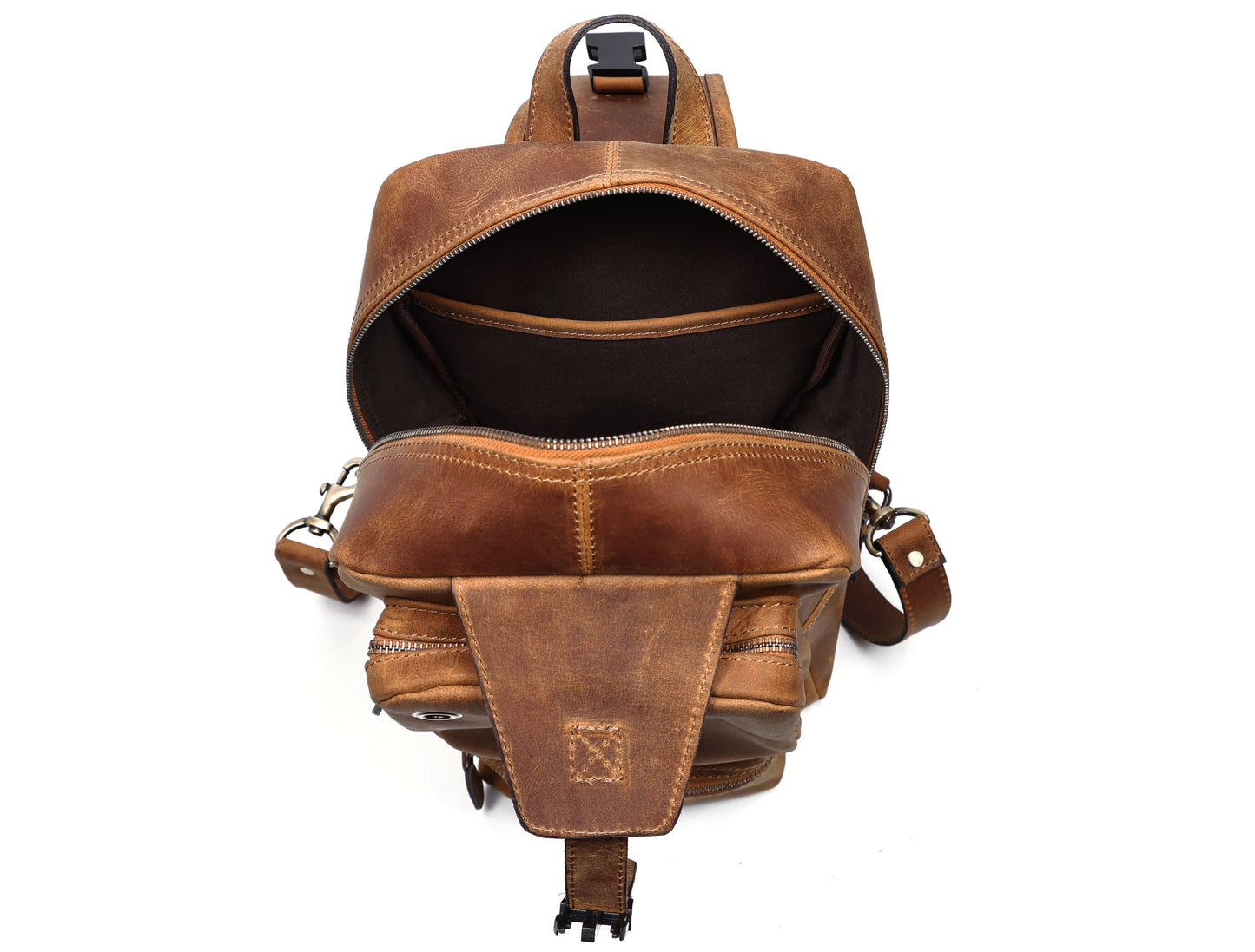 Premium Brown Leather Crossbody Bag, Art: BG-1616 Pack of 25