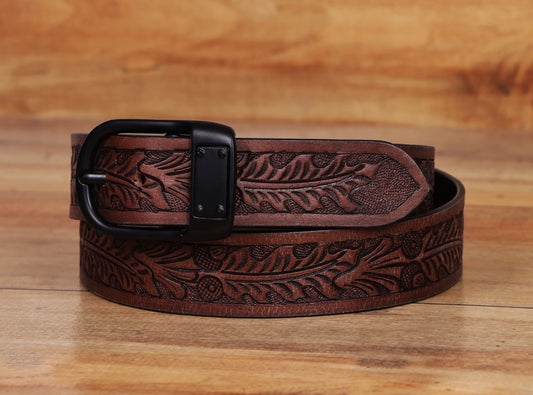 "Artisanal Elegance: Hand-Carved Leather Belts for Timeless Appeal" Art: LB-812 Pack of 50