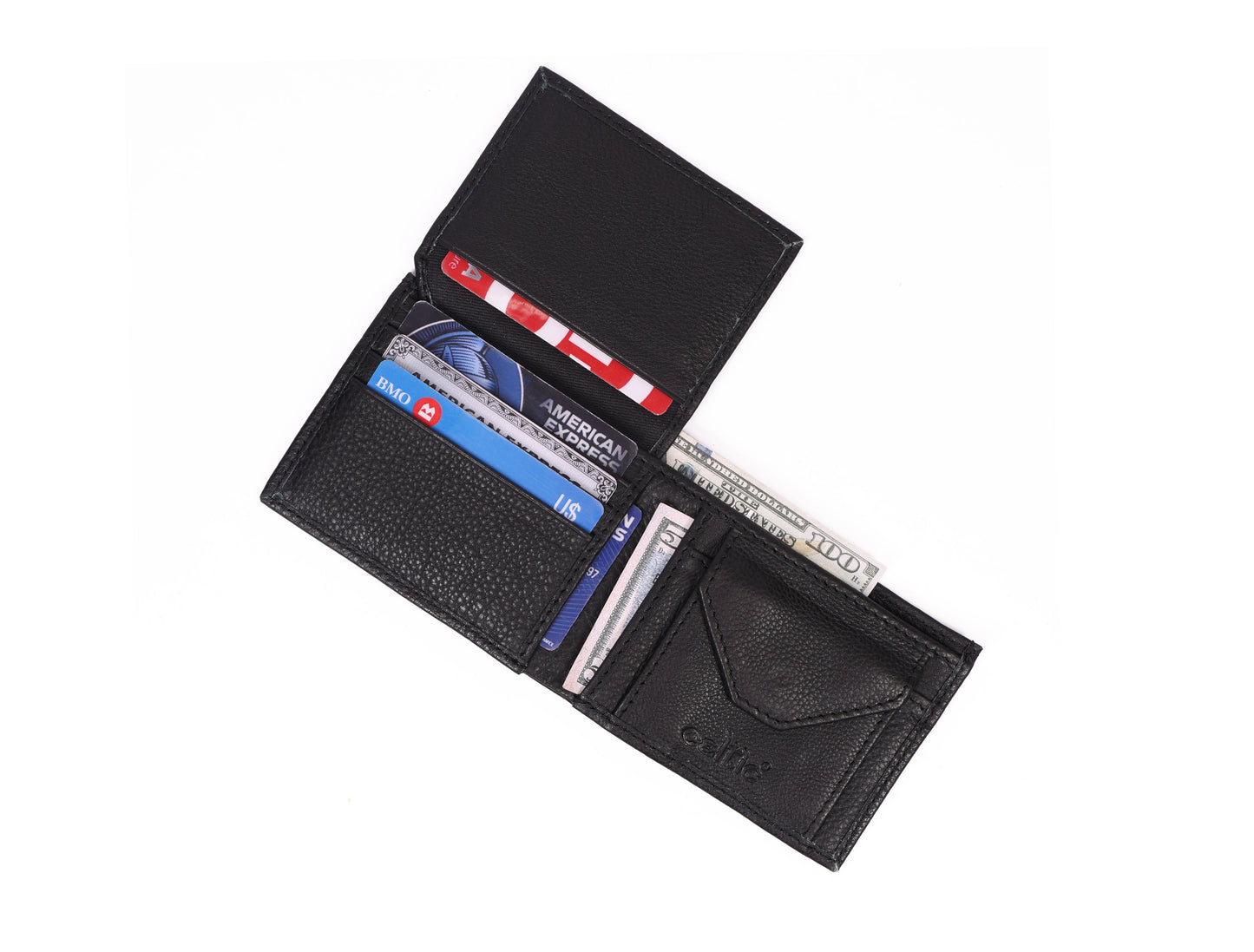 Sleek Black Leather Wallet - Style and Practicality Combined, Art:- LA-1408 Pack of 50
