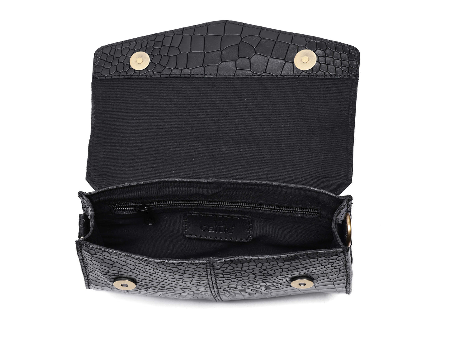 Chic Elegance: Black Deep Croco Leather Crossbody Bag. Art: BG-1602 Pack of 25