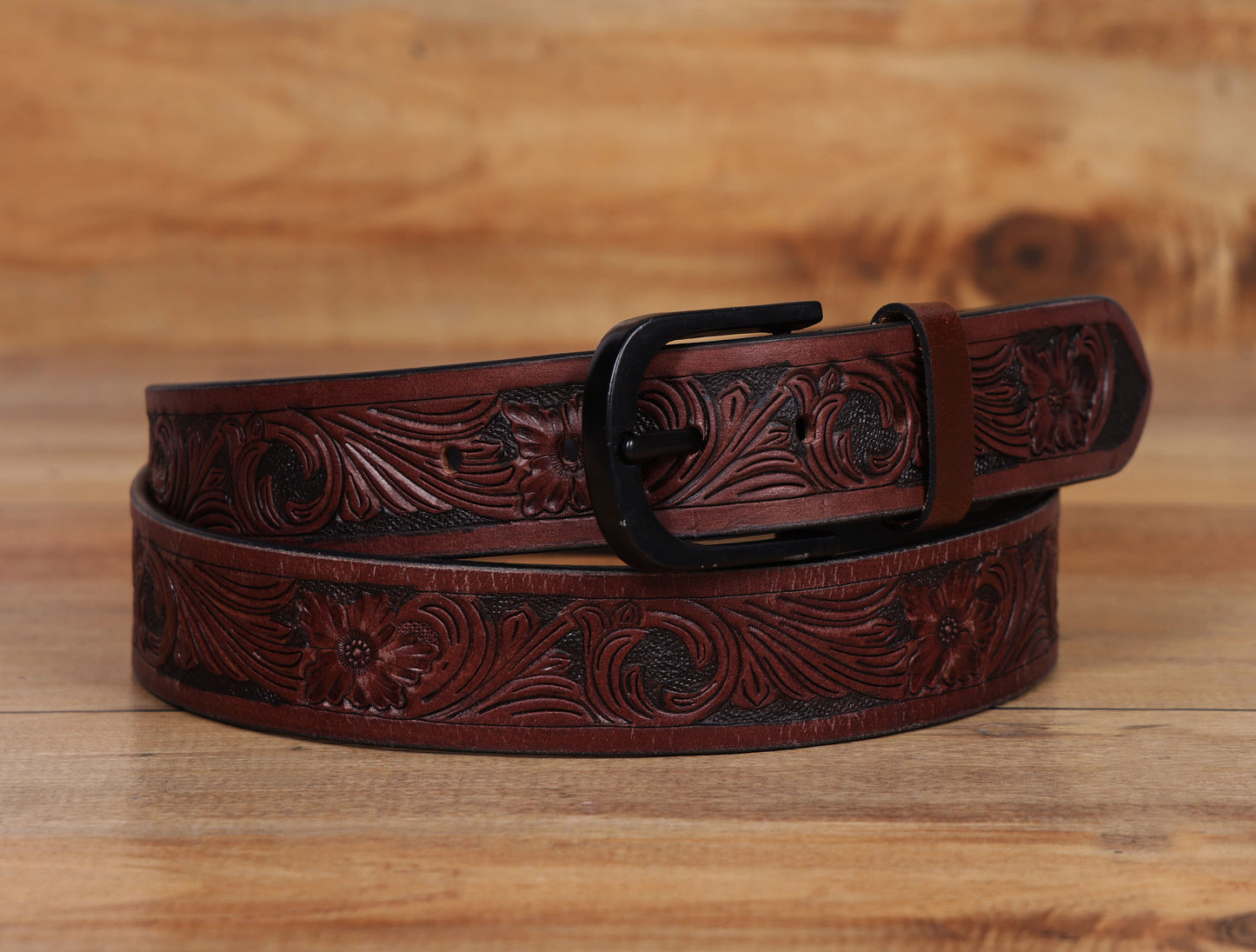 "Bespoke Elegance: Brown Hand Carving Leather Belt for Timeless Style" Art: LB-807 Pack of 50
