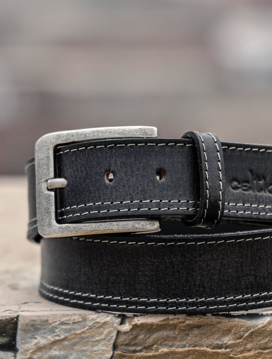 Vintage Black Premium Leather Belt, Art: LB-827 Pack of 50