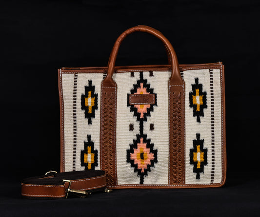 Brown Tote Bag with High-Quality Fabric and Leather, Art: BG-1752 Pack of 25