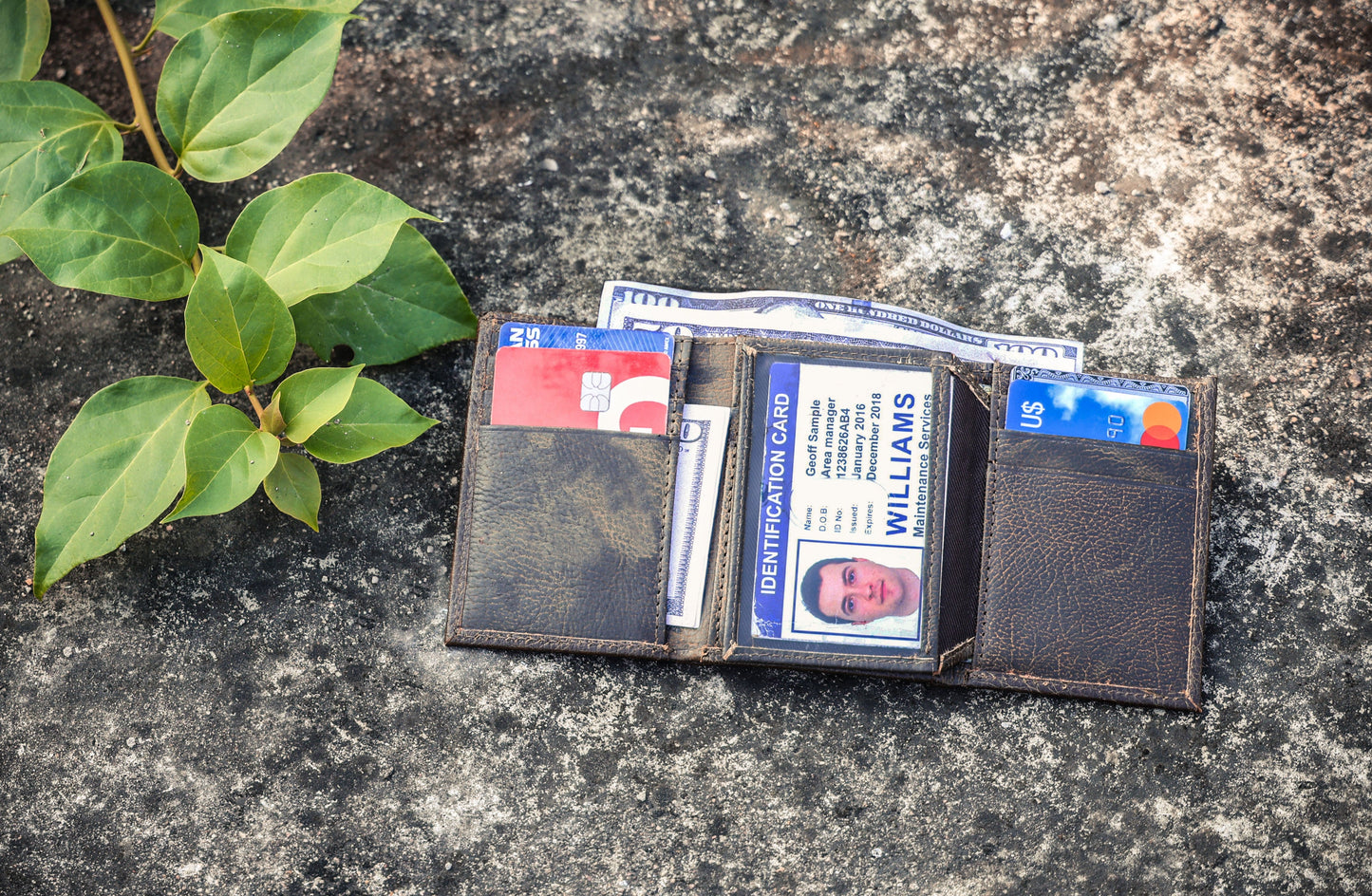 Vintage Leather Wallet, Art:- LA-1405 Pack of 50