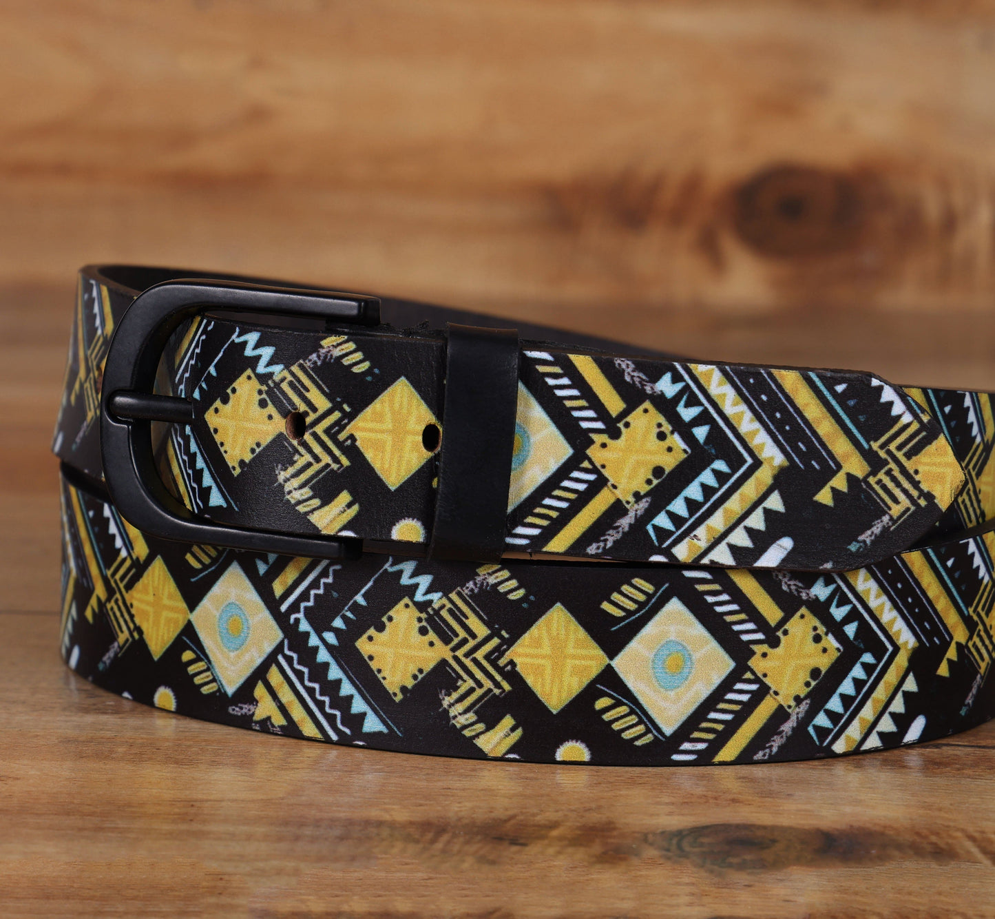 "Vibrant Chic: Stand Out with Leather Yellow Printing Belts" Art: LB-819 Pack of 50