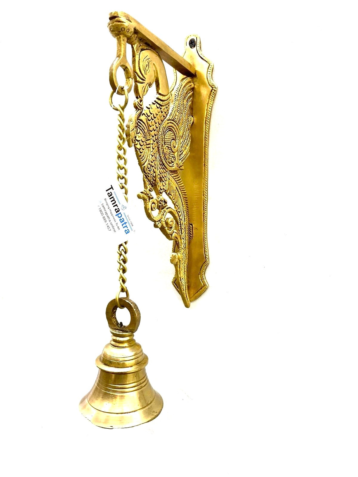 Brass Bell For Wall Hanging Door & Temple With Peacock & Ship's Helm By Tamrapatra Pack of 25