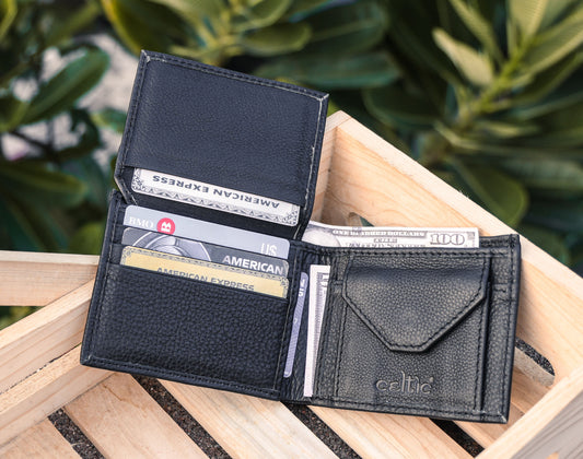 Sleek Black Leather Wallet - Style and Practicality Combined, Art:- LA-1408 Pack of 50