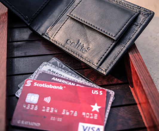 Black Braided Leather Wallet, Art:- LA-1409 Pack of 50