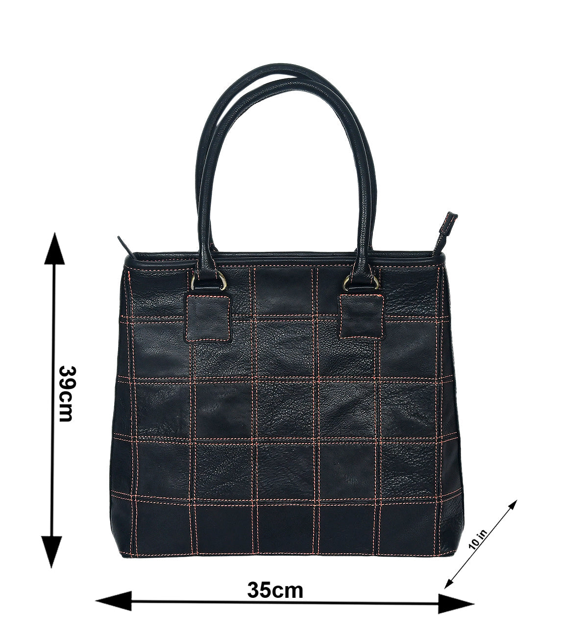 Sophisticated Black Leather Tote Bag with Red Stitching - The Perfect Blend of Elegance and Style. Art: BG-1143 Pack of 25
