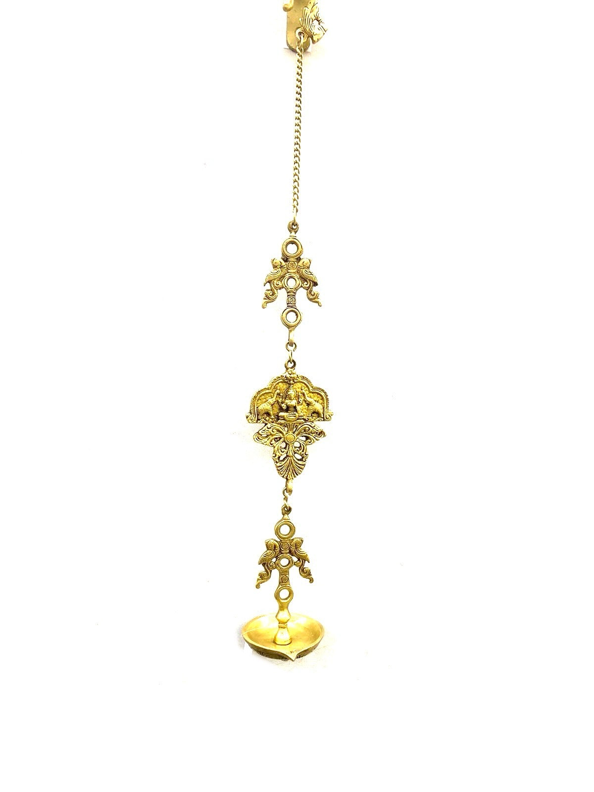Hanging 7 Brass Diya Peacock Designed With Bells Temple Décor By Tamrapatra Pack of 25