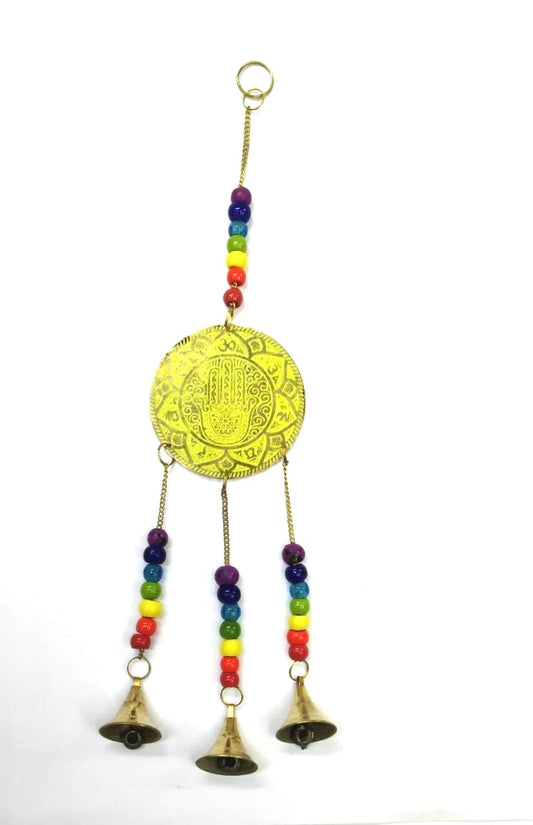 Brass Hangings Multi Color Beads With Bells Handmade Collectible Tamrapatra Pack of 50