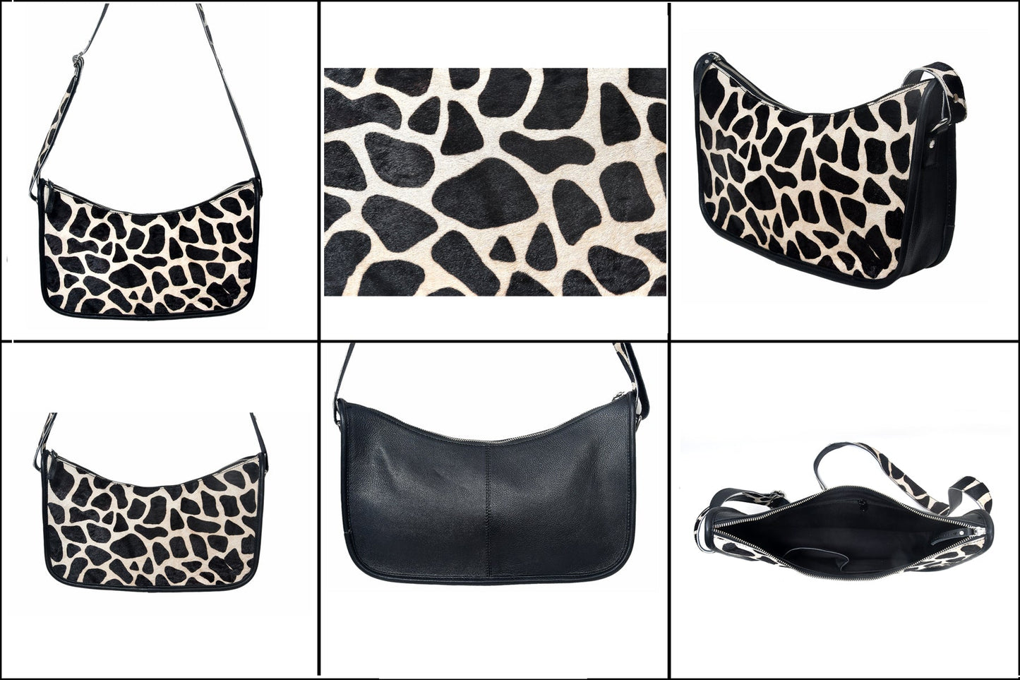 Elevate Your Style with our Black Leather Sling Bag featuring Printed Hair-On Design. Art: BG-1361 Pack of 25