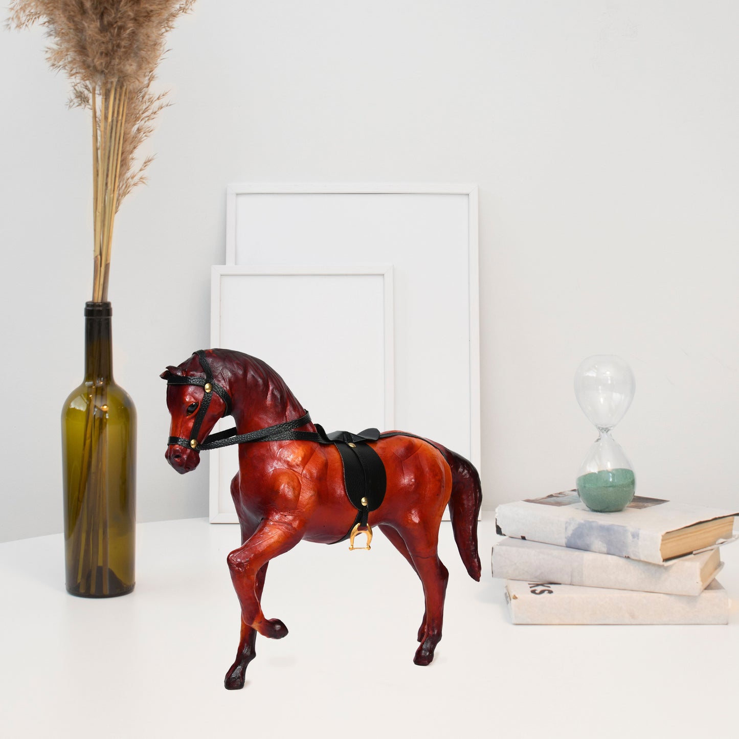 Exquisite Handcrafted Walking Leather Horse Showpiece for Elegant Office&Home Decor, ART:-LA-01 Pack of 50