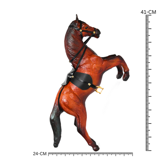 Exquisite Handicraft Rearing Leather Horse Showpiece for Elegant Decor, ART:-LA-03 Pack of 50