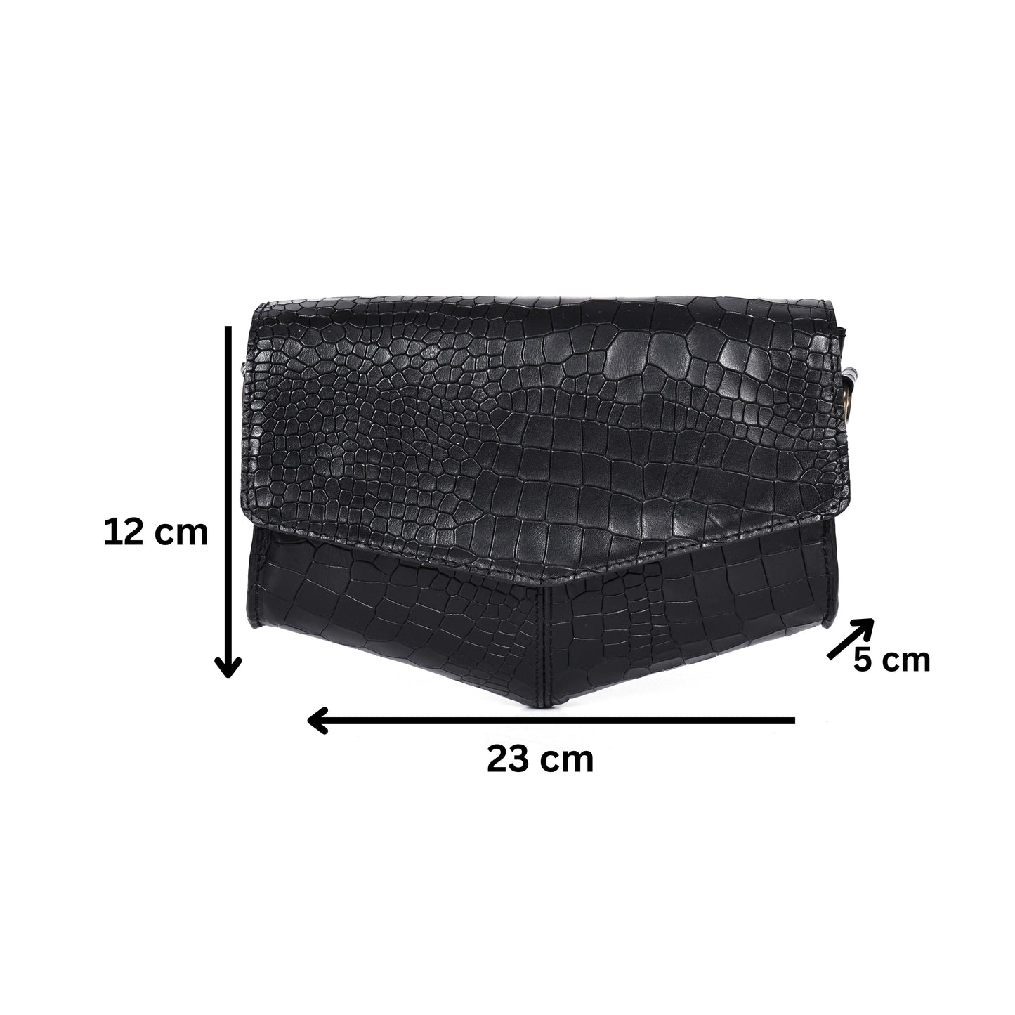 Chic Elegance: Black Deep Croco Leather Crossbody Bag. Art: BG-1602 Pack of 25