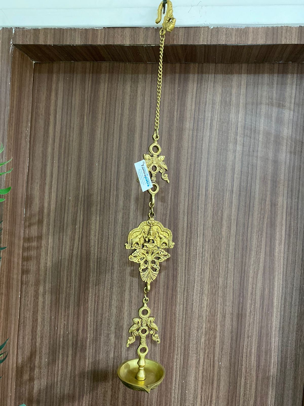 Hanging 7 Brass Diya Peacock Designed With Bells Temple Décor By Tamrapatra Pack of 25
