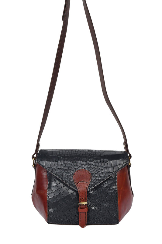 Elevate Your Style with Our Black Croco Leather Sling Bag. Art: BG-1153 Pack of 25