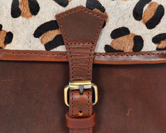 Brown color leather with hair on leather sling bag for women and girls | Party wear. Art: BG-1157 Pack of 25