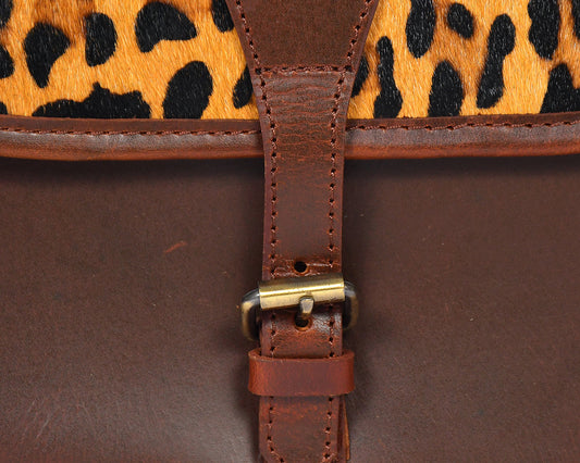 Brown color pure leather with hair on leather sling bag for women and girls | Party wear,  Art: BG-1159 Pack of 25