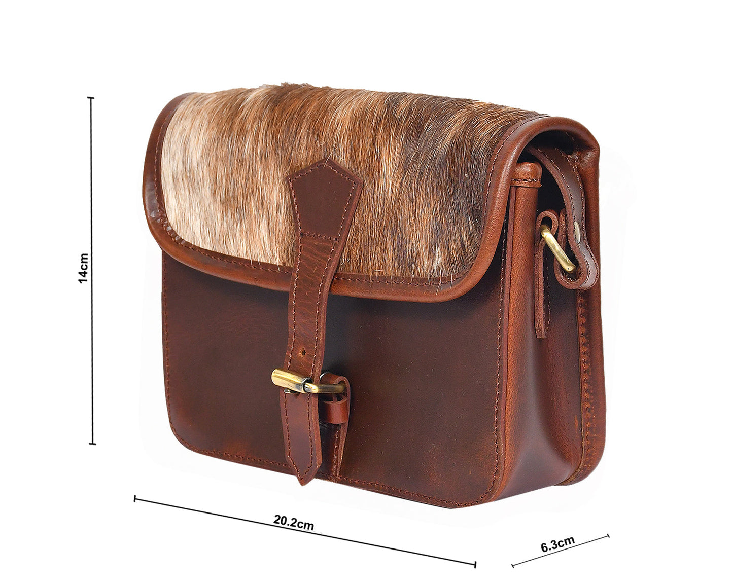 Brown color pure leather with light brown color hair on leather sling bag for women and girls | Party wear, Art: BG-1163 Pack of 25