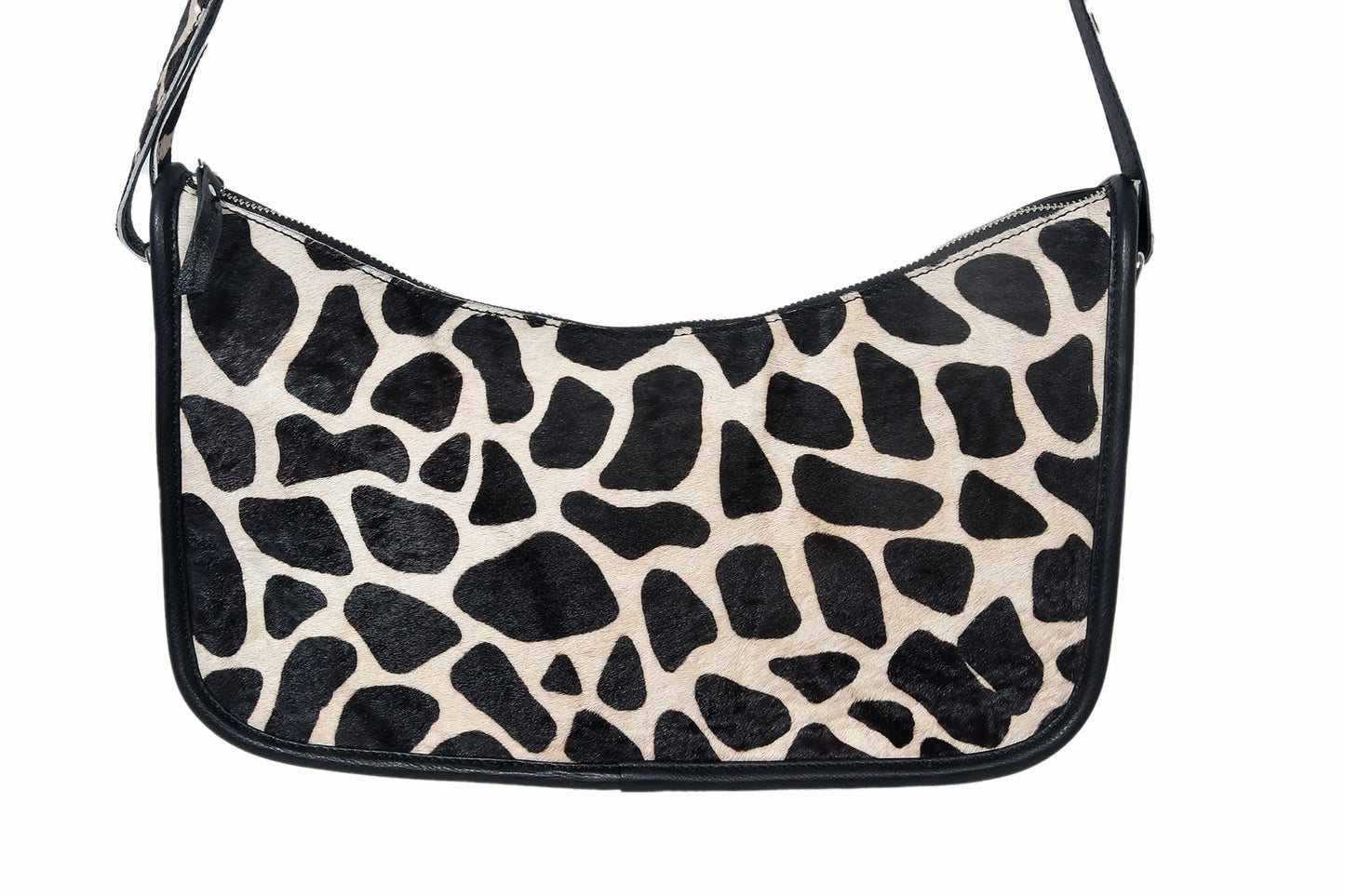 Elevate Your Style with our Black Leather Sling Bag featuring Printed Hair-On Design. Art: BG-1361 Pack of 25