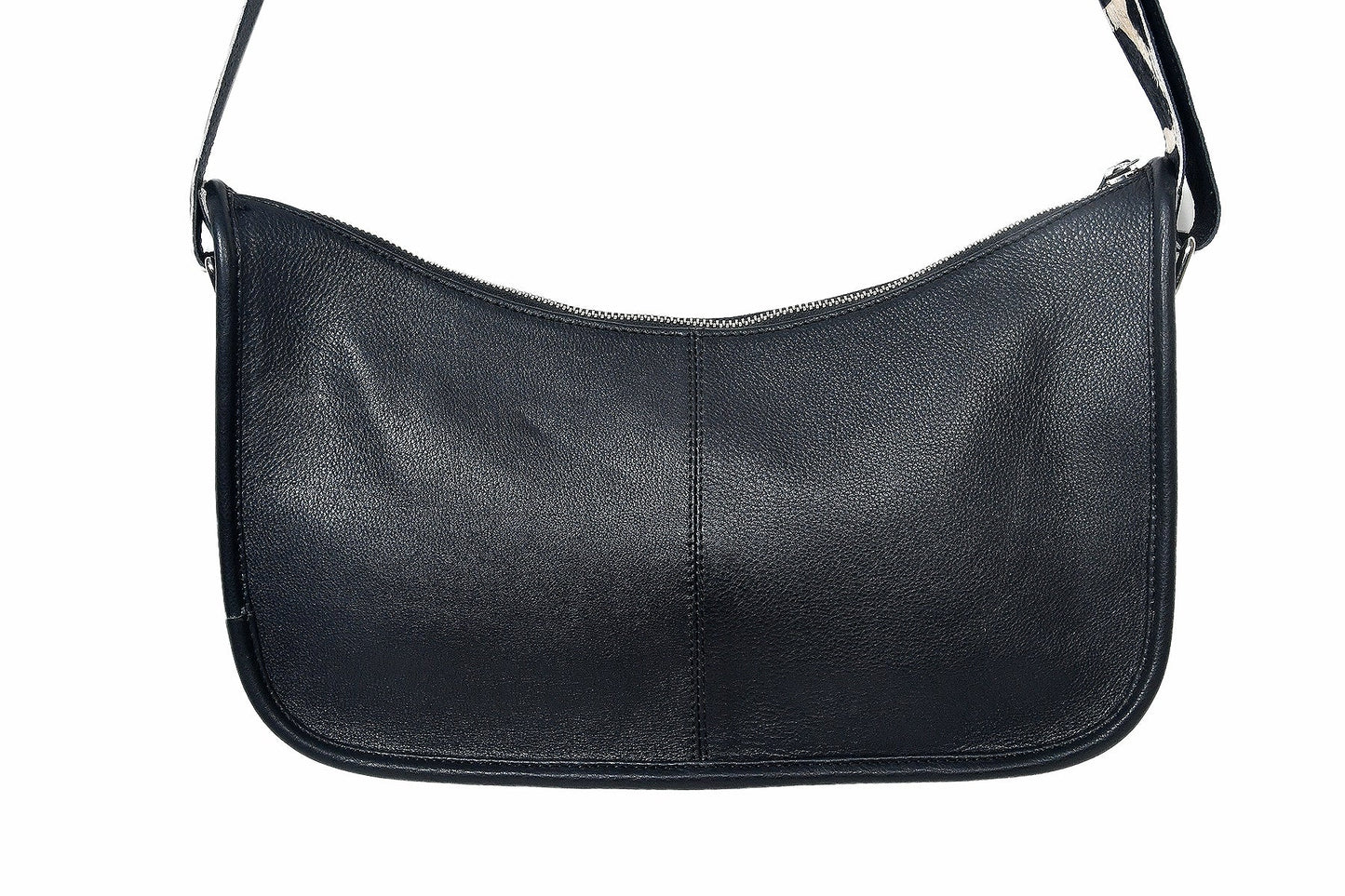 Elevate Your Style with our Black Leather Sling Bag featuring Printed Hair-On Design. Art: BG-1361 Pack of 25