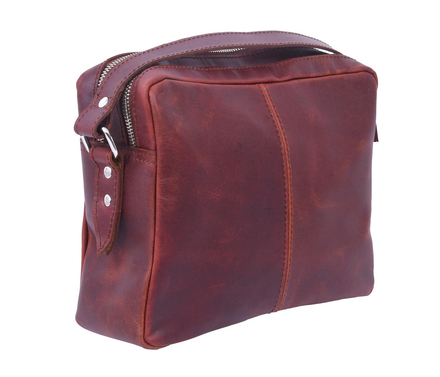 Buff Premium Leather Compact Shoulder Satchel Bag For Men With Extra Storage and Durable Build Quality (Brown) Art: BG-1278 Pack of 25