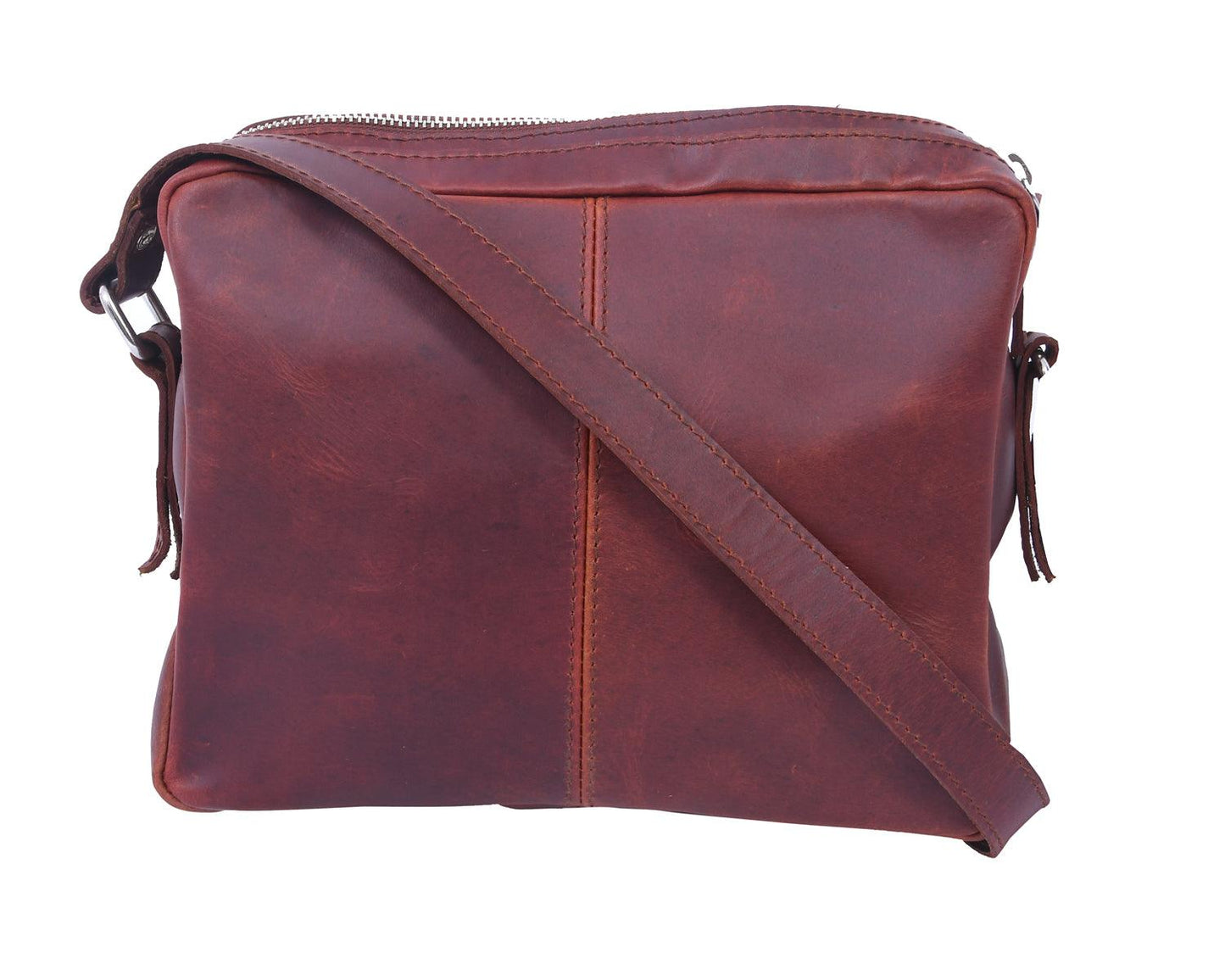 Buff Premium Leather Compact Shoulder Satchel Bag For Men With Extra Storage and Durable Build Quality (Brown) Art: BG-1278 Pack of 25