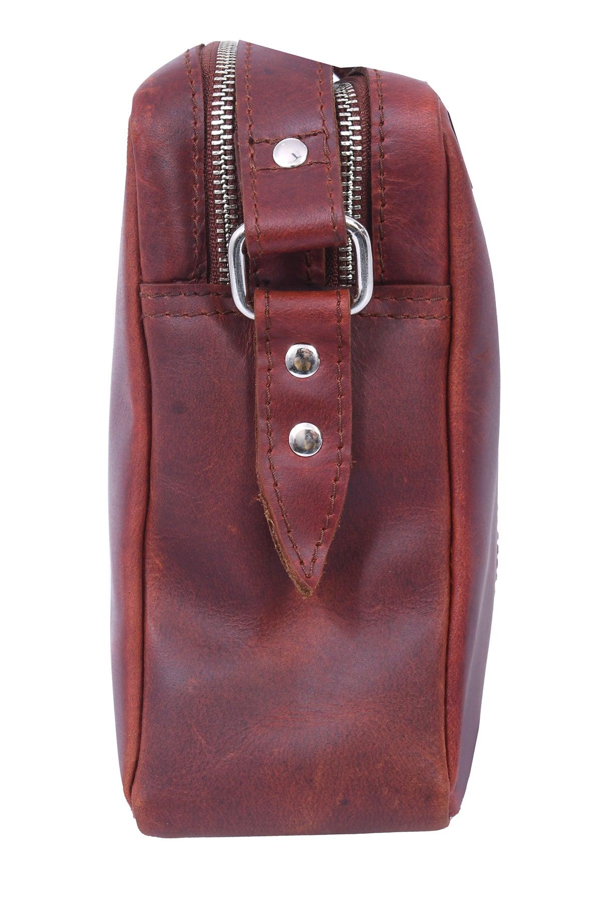 Buff Premium Leather Compact Shoulder Satchel Bag For Men With Extra Storage and Durable Build Quality (Brown) Art: BG-1278 Pack of 25